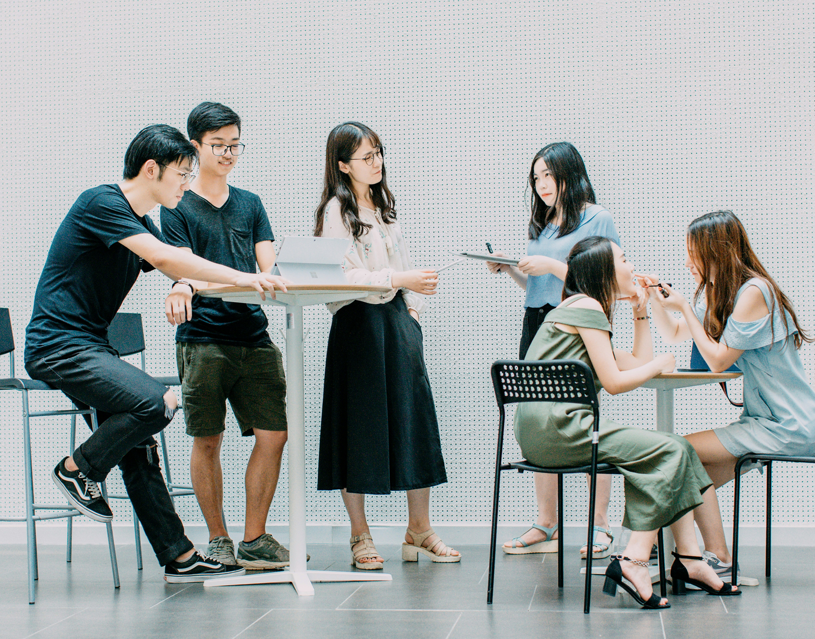 A team working together around a table